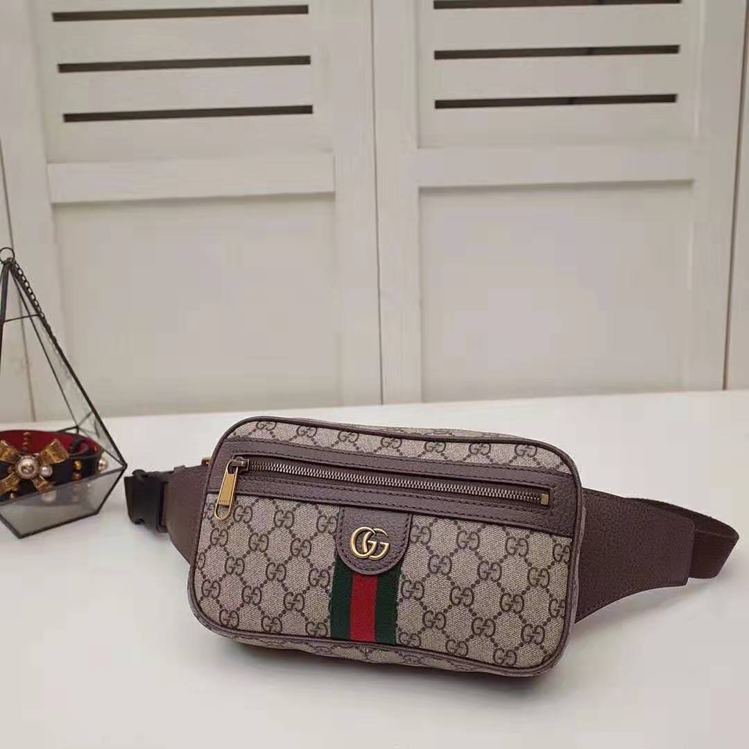 Gucci GG Unisex Ophidia GG Belt Bag in Beige/Ebony Soft GG Supreme Canvas