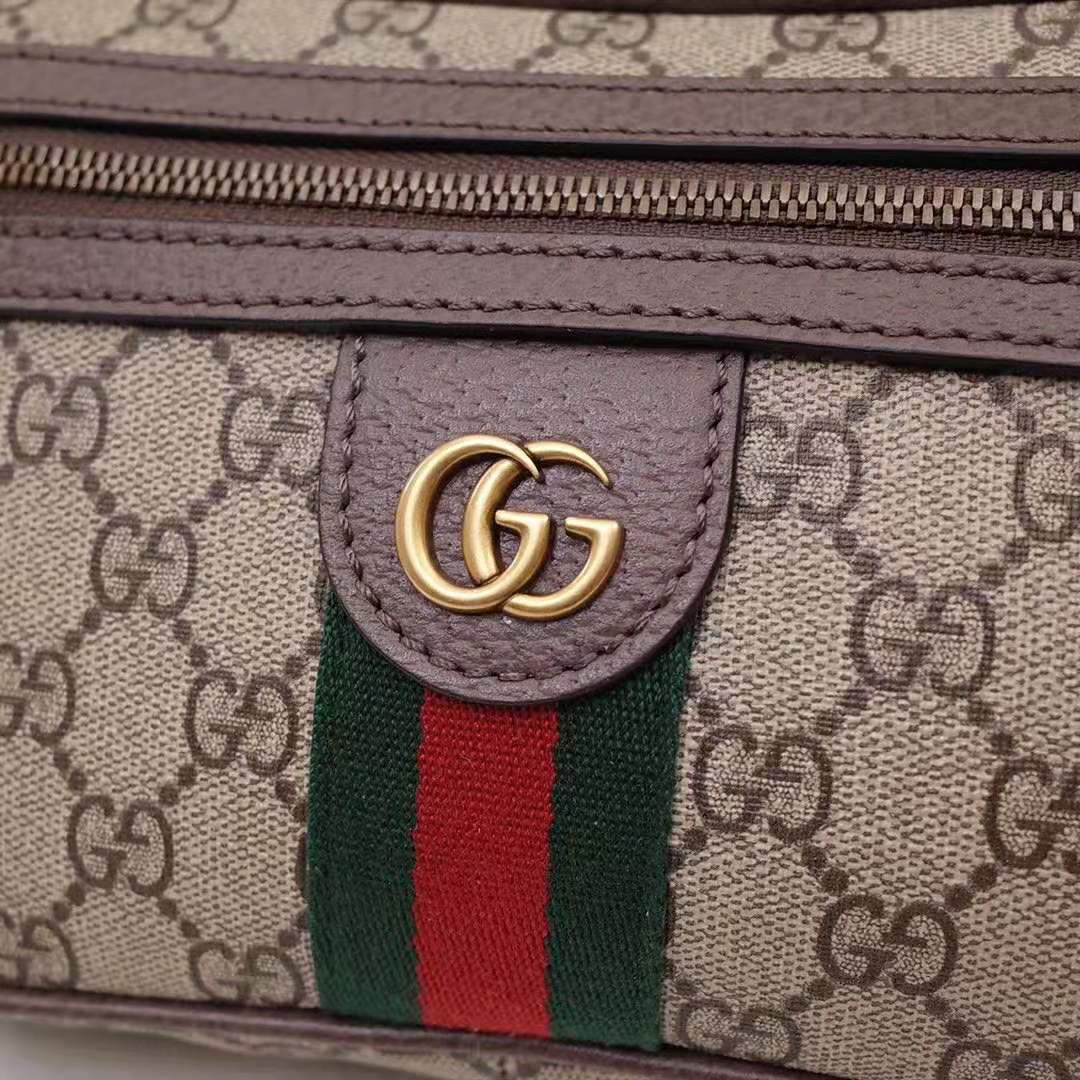 Gucci GG Unisex Ophidia GG Belt Bag in Beige/Ebony Soft GG Supreme Canvas