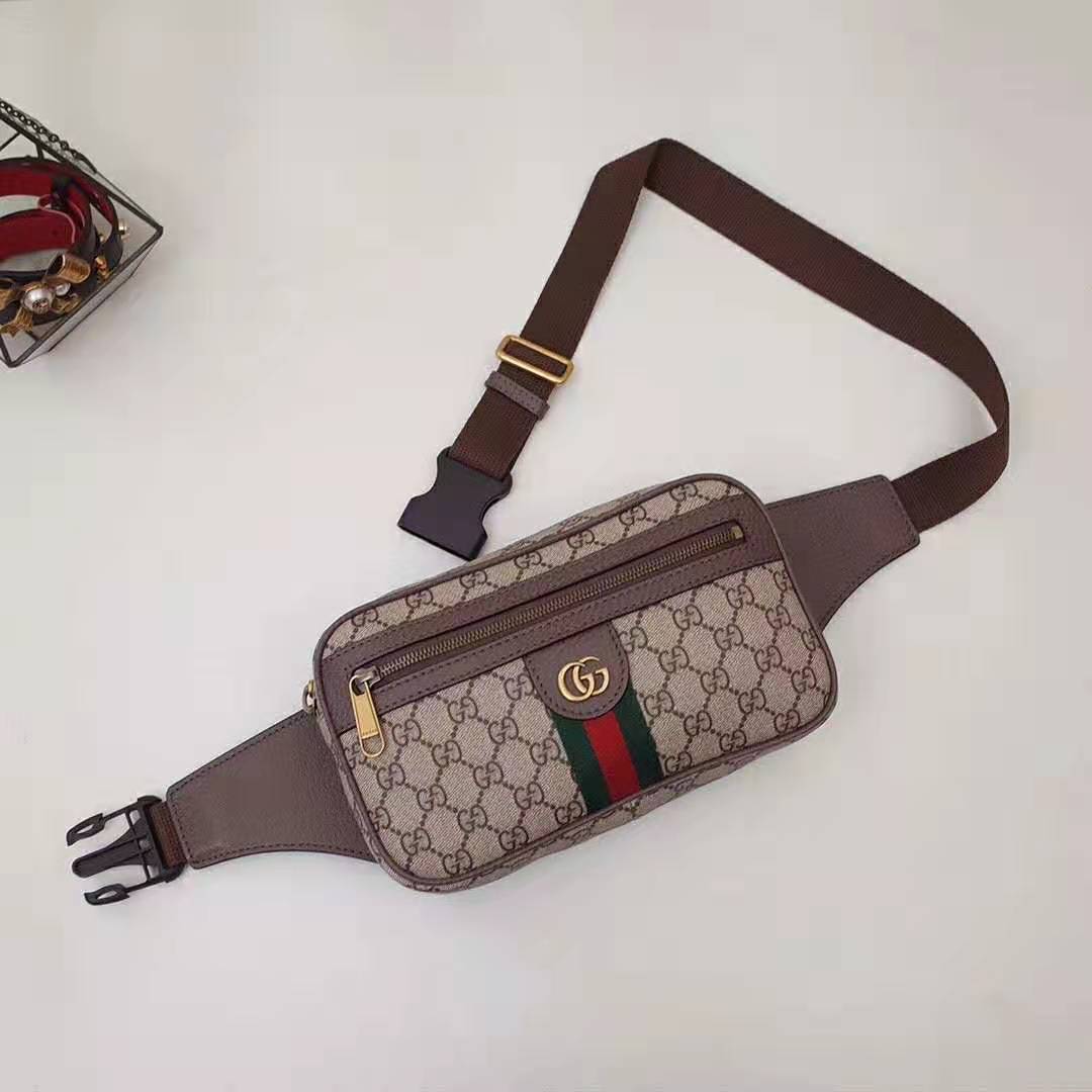 Gucci GG Unisex Ophidia GG Belt Bag in Beige/Ebony Soft GG Supreme Canvas