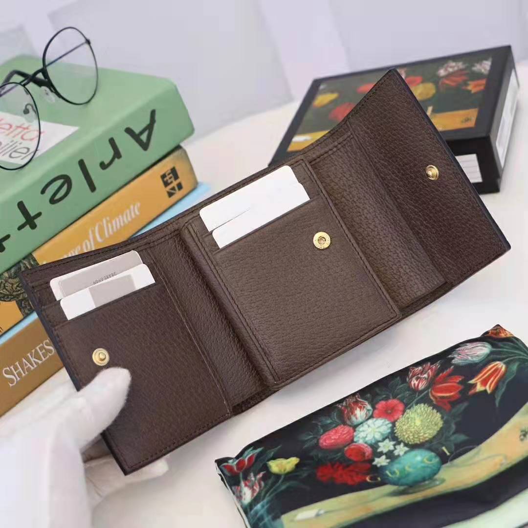 Gucci GG Unisex Ophidia GG French Flap Wallet in Beige/Ebony GG Supreme Canvas