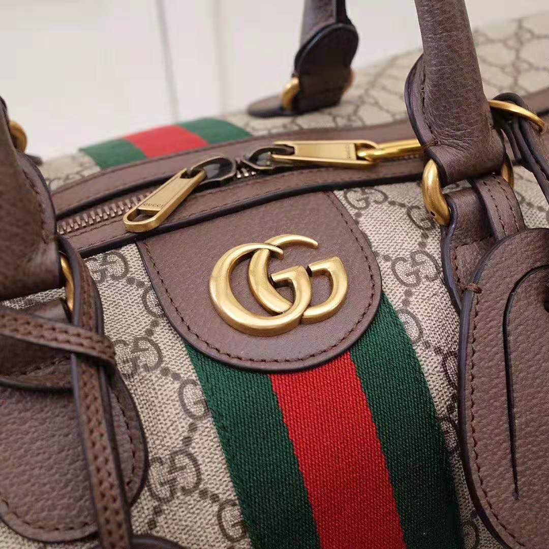 Gucci GG Unisex Ophidia GG Large Carry-On Duffle in Beige/Ebony GG Supreme Canvas
