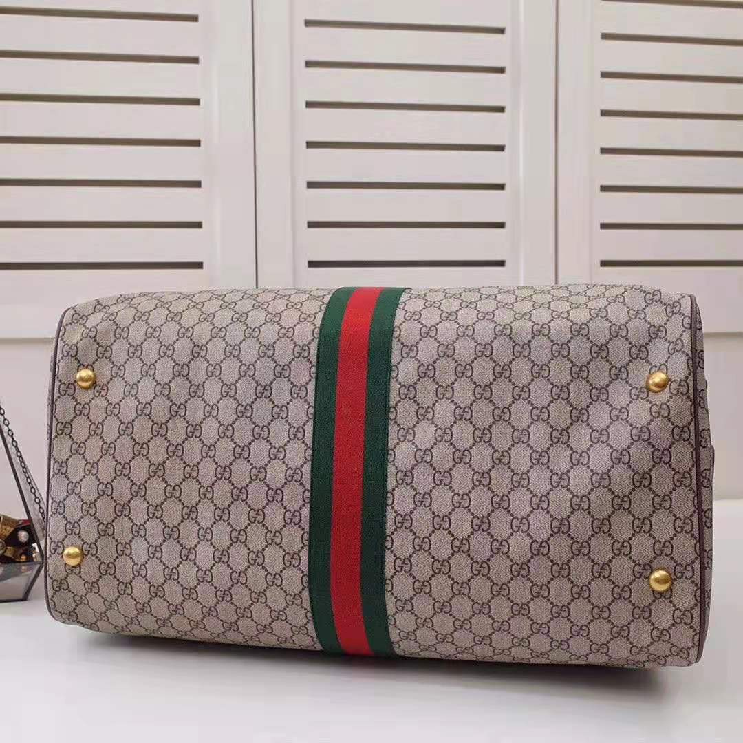 Gucci GG Unisex Ophidia GG Large Carry-On Duffle in Beige/Ebony GG Supreme Canvas