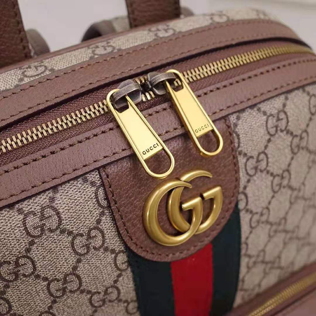 Gucci GG Unisex Ophidia GG Medium Backpack in Beige/Ebony GG Supreme Canvas
