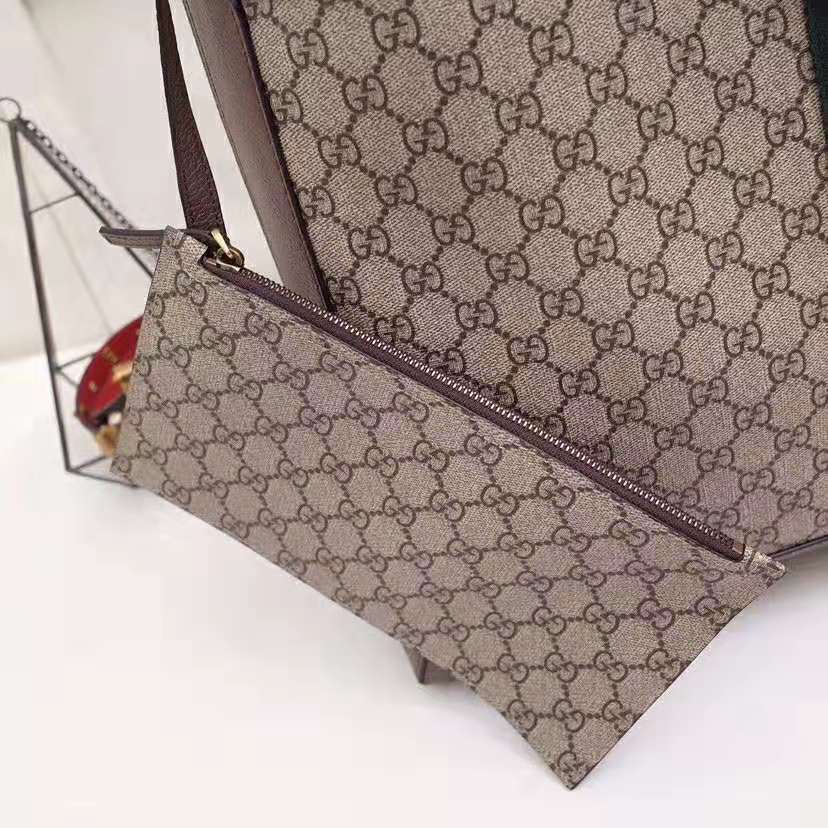 Gucci GG Unisex Ophidia GG Tote in Beige/Ebony GG Supreme Canvas
