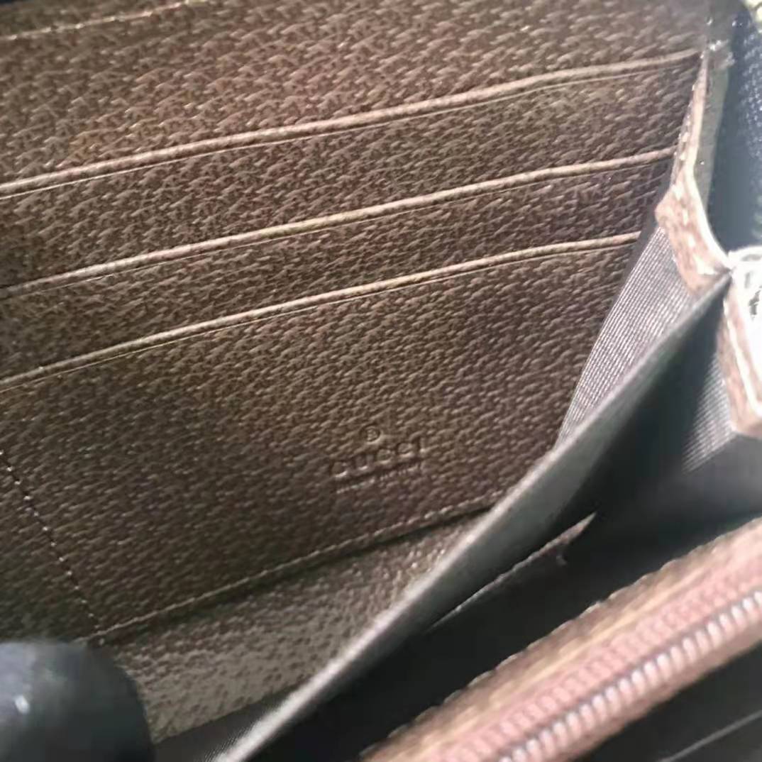 Gucci GG Unisex Ophidia GG Zip Around Wallet in Beige/Ebony GG Supreme Canvas