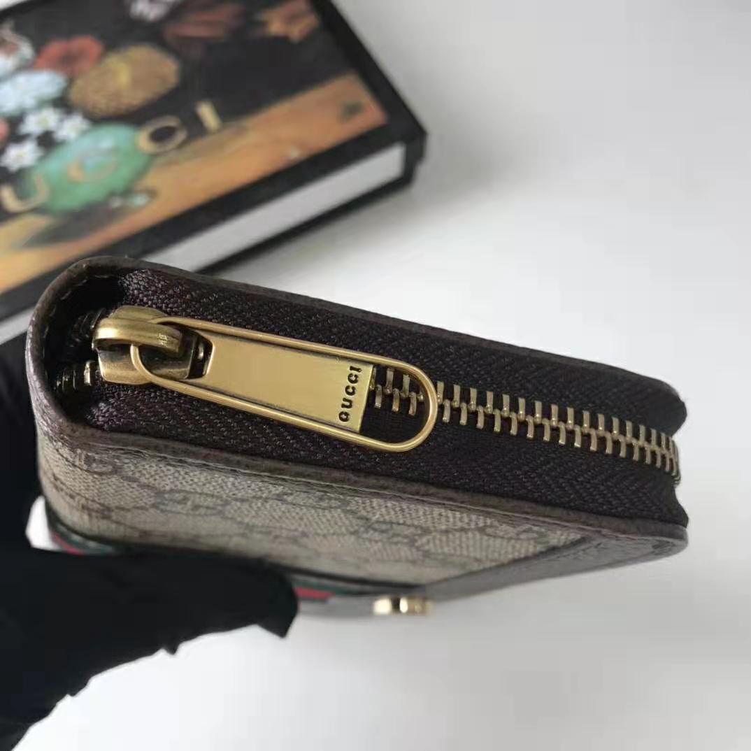 Gucci GG Unisex Ophidia GG Zip Around Wallet in Beige/Ebony GG Supreme Canvas