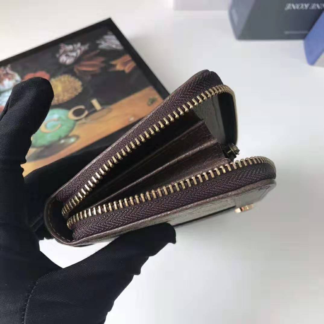 Gucci GG Unisex Ophidia GG Zip Around Wallet in Beige/Ebony GG Supreme Canvas