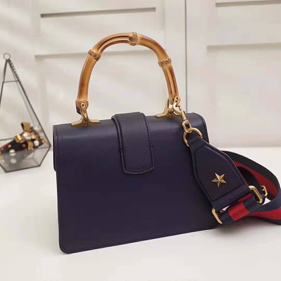 Gucci GG Women Dionysus Medium Top Handle Bag in Blue Gucci Green and Hibiscus Red Leather