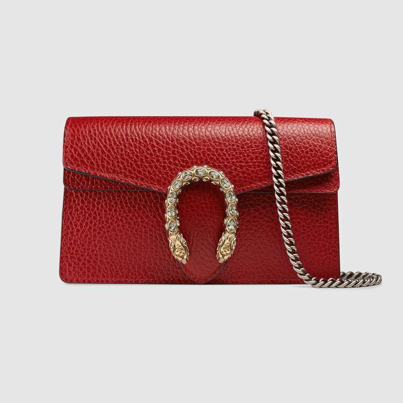 Gucci GG Women Dionysus Super Mini Leather Bag in Tiger Head with Crystals