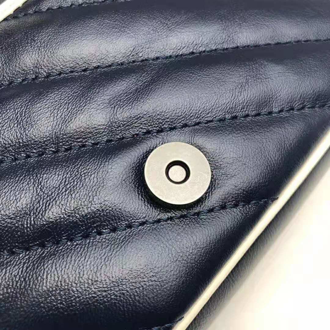 Gucci GG Women GG Marmont Super Mini Bag in Blue Diagonal Matelassé Leather