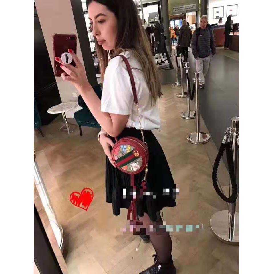 Gucci GG Women Ophidia GG Flora Mini Backpack in Beige/Ebony GG Supreme Canvas