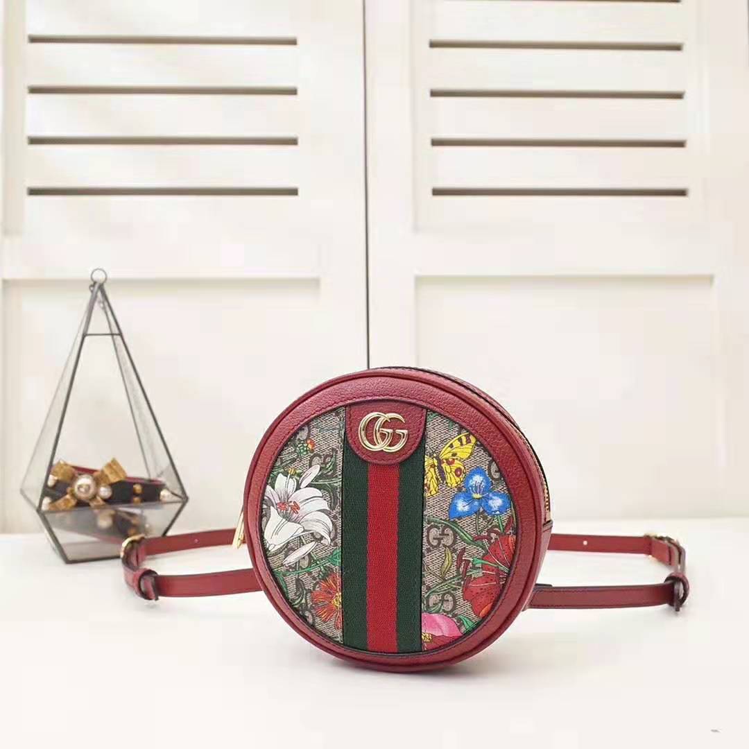 Gucci GG Women Ophidia GG Flora Mini Backpack in Beige/Ebony GG Supreme Canvas