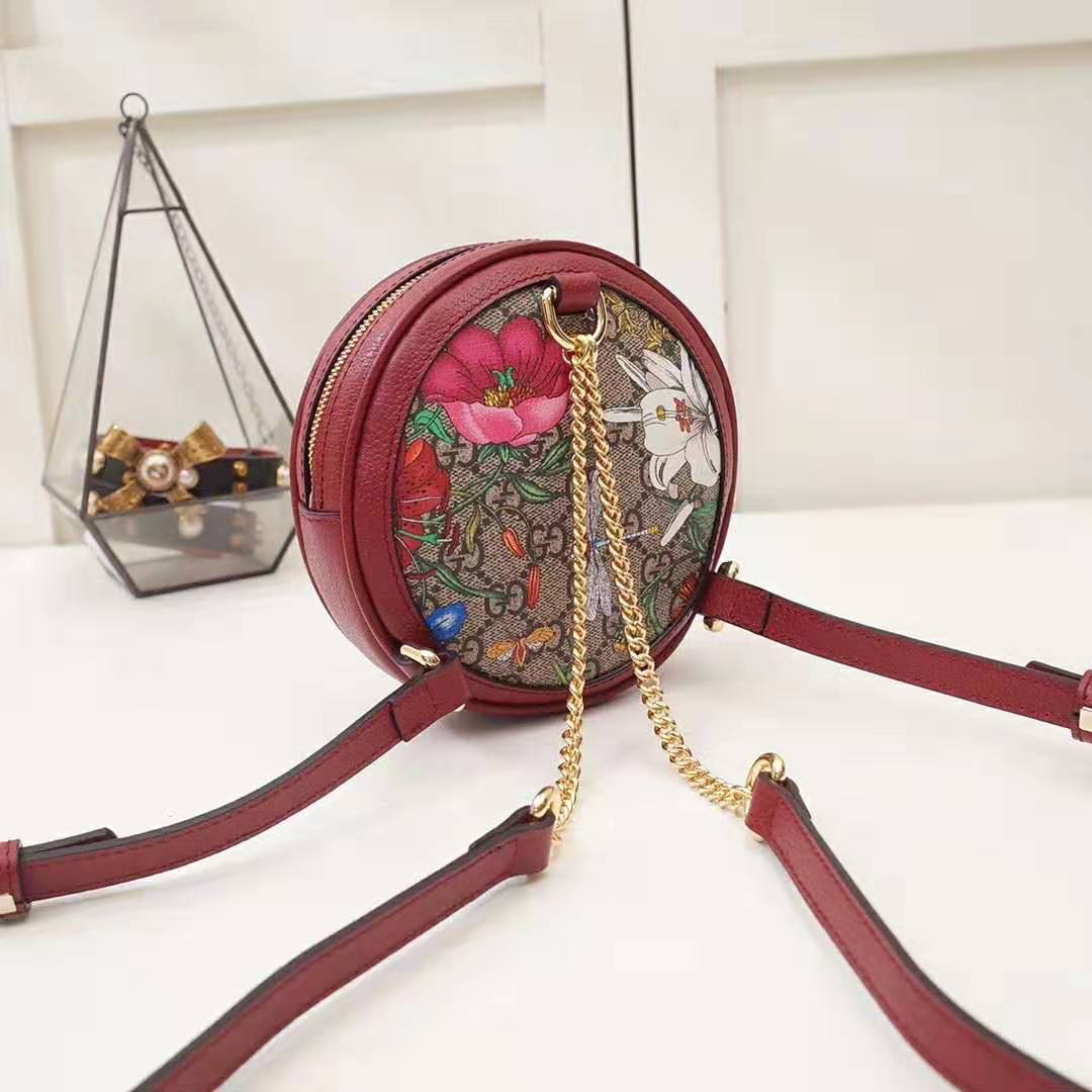 Gucci GG Women Ophidia GG Flora Mini Backpack in Beige/Ebony GG Supreme Canvas