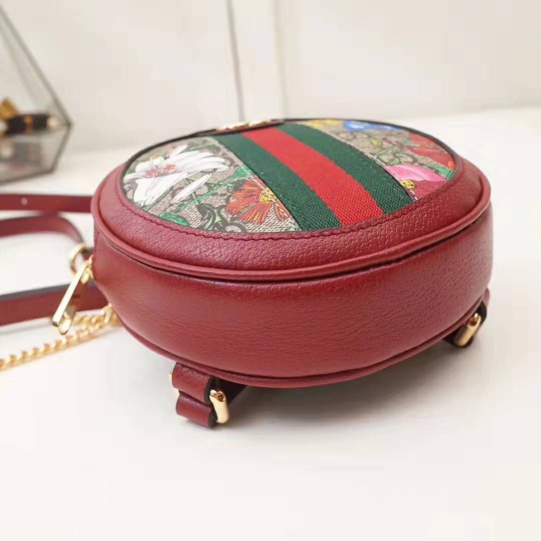 Gucci GG Women Ophidia GG Flora Mini Backpack in Beige/Ebony GG Supreme Canvas