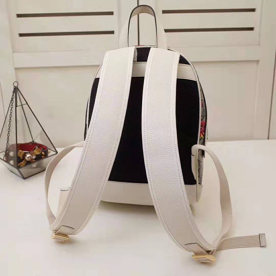 Gucci GG Women Ophidia GG Flora Small Backpack in Beige/Ebony GG Supreme Canvas