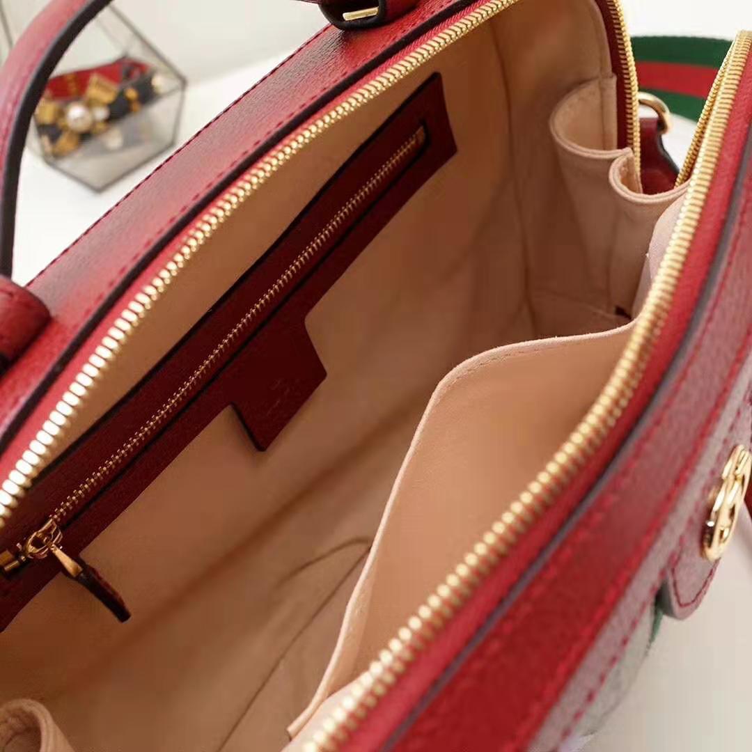 Gucci GG Women Ophidia GG Flora Small Shoulder Bag in Beige/Ebony GG Supreme Canvas