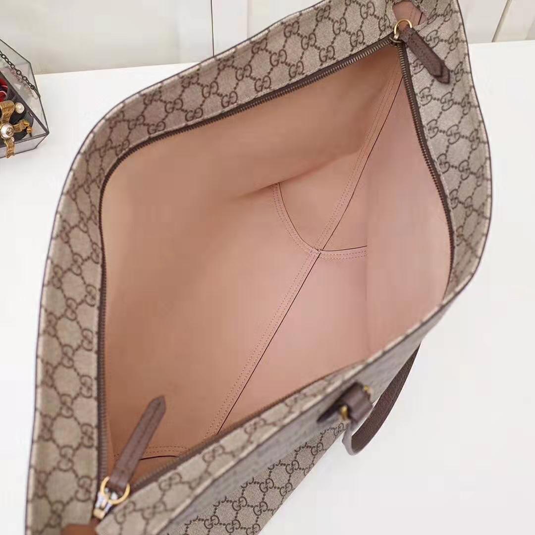 Gucci GG Women Ophidia GG Medium Tote in Beige/Ebony Soft GG Supreme