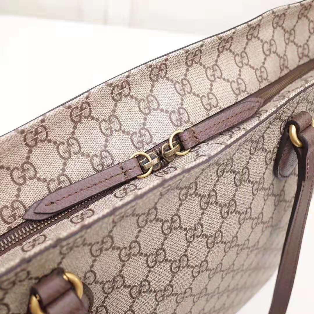 Gucci GG Women Ophidia GG Medium Tote in Beige/Ebony Soft GG Supreme