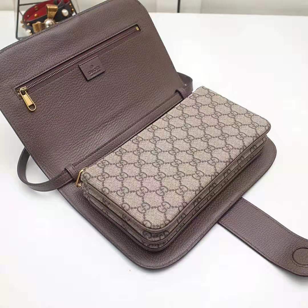 Gucci GG Women Ophidia GG Small Shoulder Bag in Beige/Ebony GG Supreme Canvas