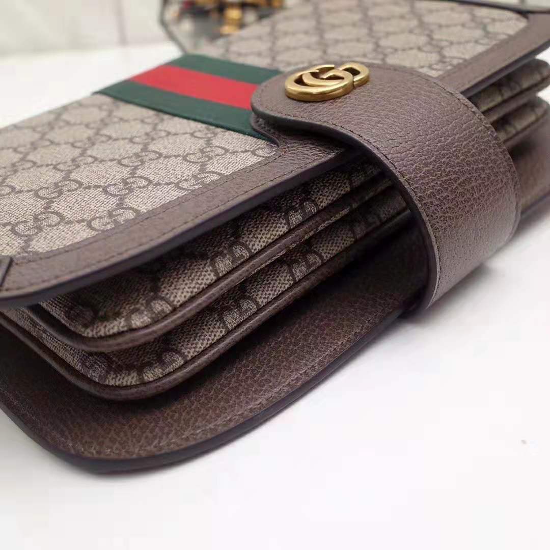 Gucci GG Women Ophidia GG Small Shoulder Bag in Beige/Ebony GG Supreme Canvas