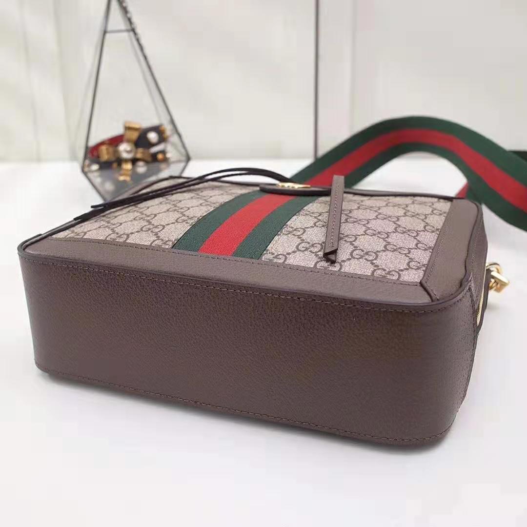 Gucci GG Women Ophidia Small GG Shoulder Bag in Beige/Ebony GG Supreme Canvas