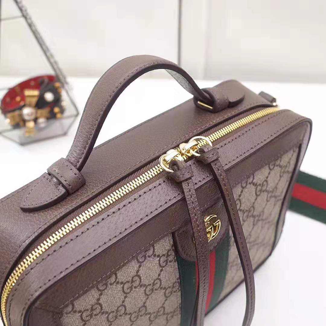 Gucci GG Women Ophidia Small GG Shoulder Bag in Beige/Ebony GG Supreme Canvas