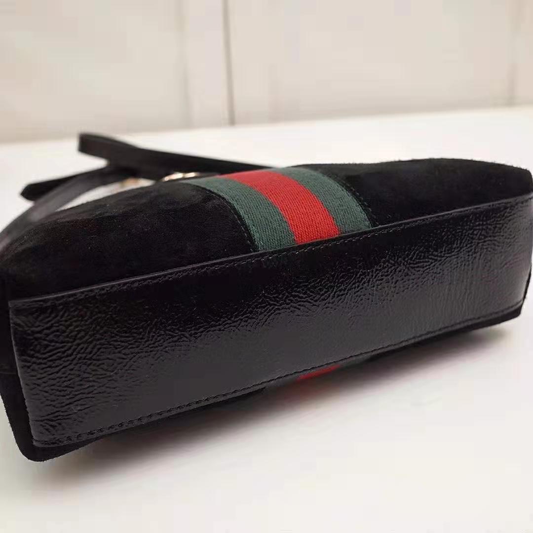 Gucci GG Women Ophidia Small Shoulder Bag in Black Suede Leather