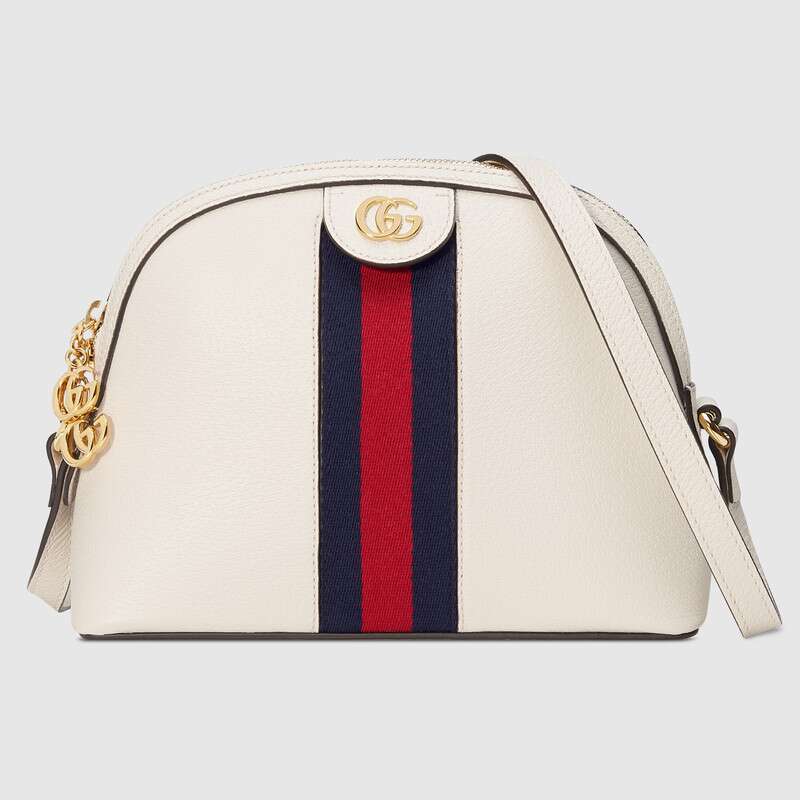 Gucci GG Women Ophidia Small Shoulder Bag in Leather Green and Red Web