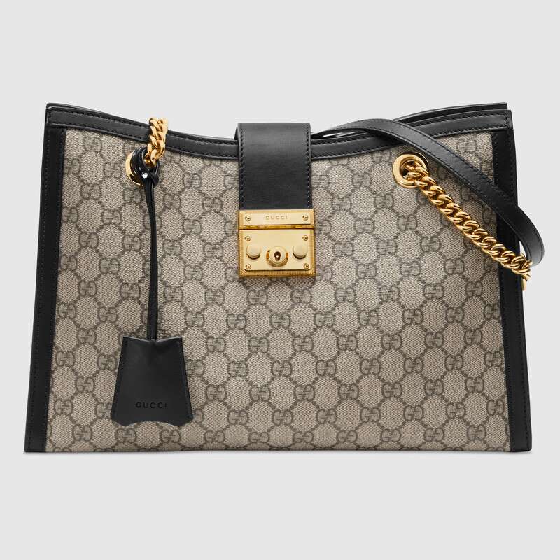 Gucci GG Women Padlock GG Medium Shoulder Bag in GG Supreme Canvas with Leather