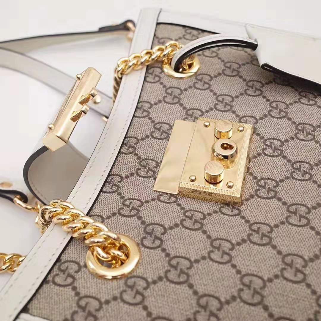Gucci GG Women Padlock GG Small Shoulder Bag in Beige/Ebony GG Supreme Canvas
