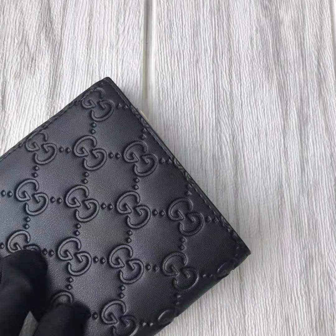 Gucci GG Men Gucci Signature Wallet in Black Gucci Signature Leather with Details