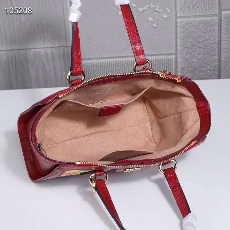 Gucci GG Women Ophidia GG Flora Small Tote Bag in Beige/Ebony GG Supreme Canvas