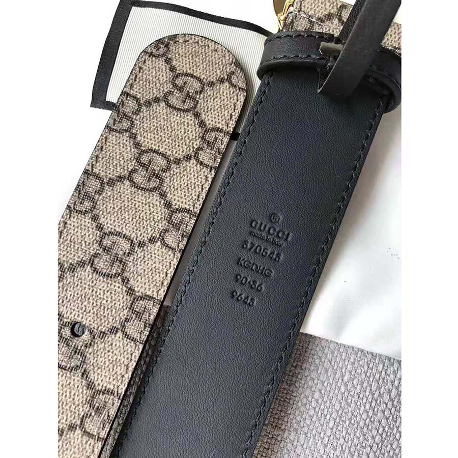 Gucci Unisex GG Supreme Belt with G Buckle in Beige/Ebony GG Supreme Canvas