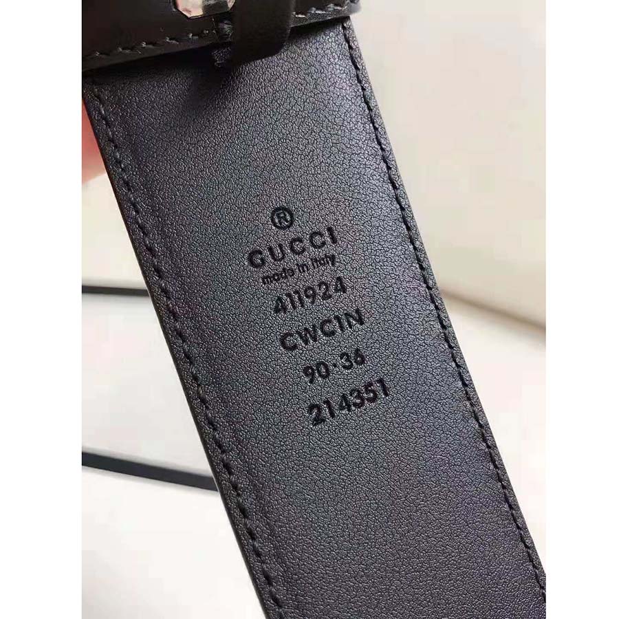 Gucci Unisex Gucci Signature Leather Belt with Interlocking G Buckle-Black