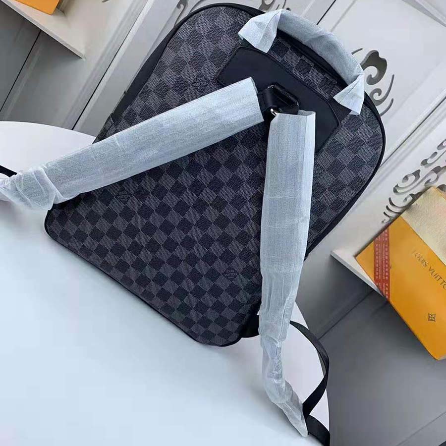 Louis Vuitton LV Men Josh Backpack Bag in Damier Graphite Coated Canvas-Grey