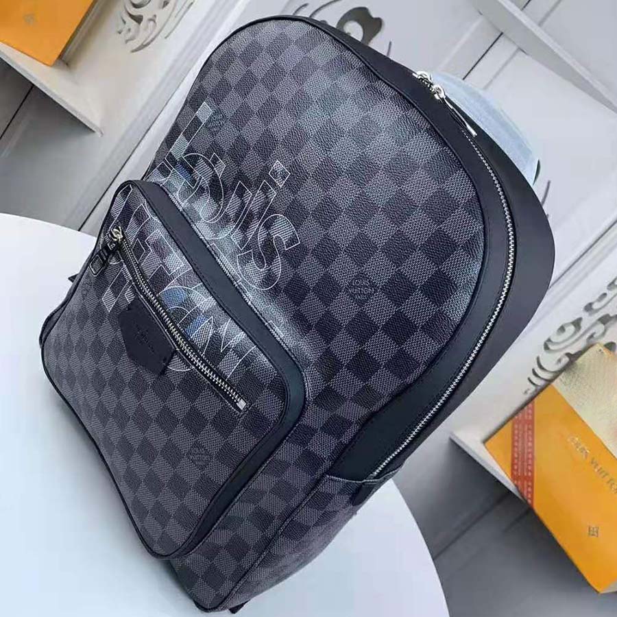 Louis Vuitton LV Men Josh Backpack Bag in Damier Graphite Coated Canvas-Grey