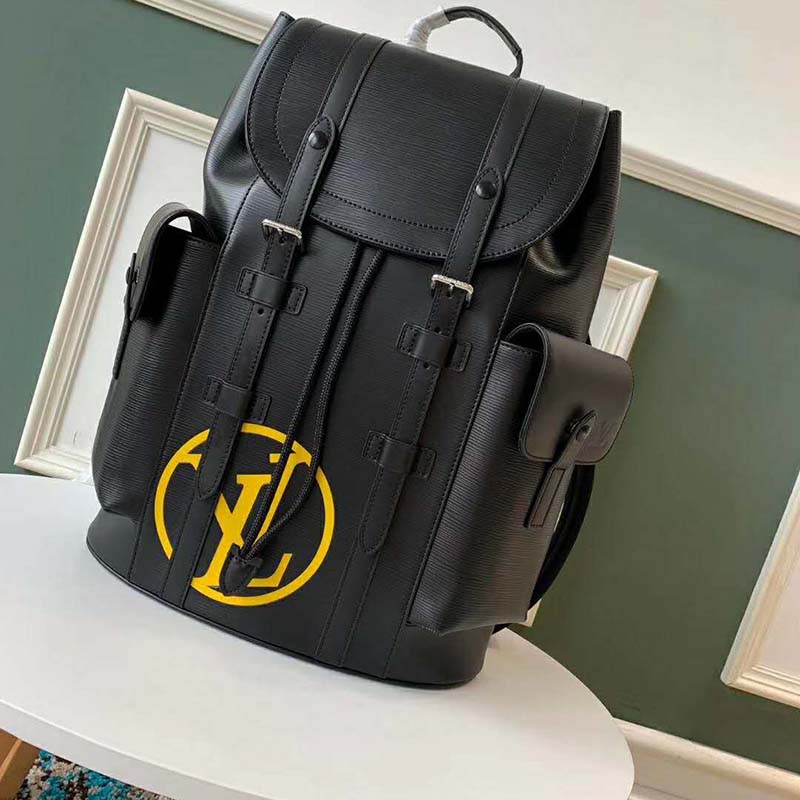 Louis Vuitton LV Unisex Christopher PM Backpack in Timeless Black Epi Leather-Black