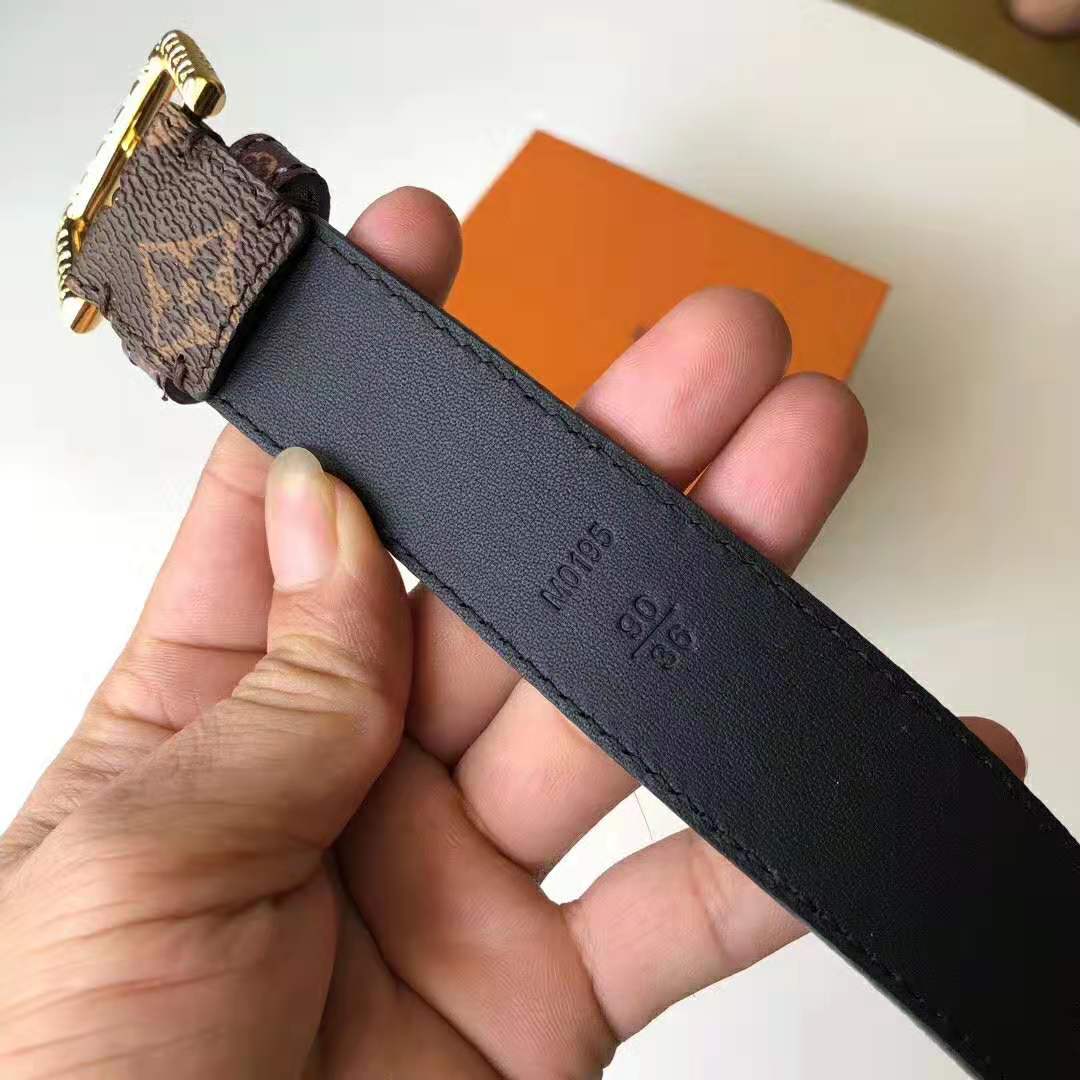 Louis Vuitton LV Unisex Daily LV 30mm Belt in Monogram Canvas-Brown