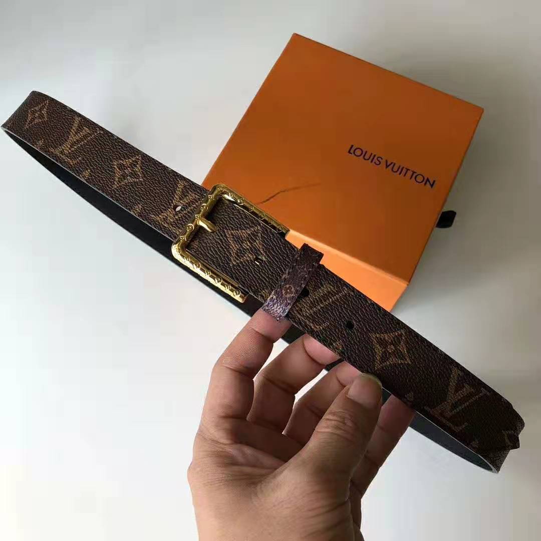 Louis Vuitton LV Unisex Daily LV 30mm Belt in Monogram Canvas-Brown