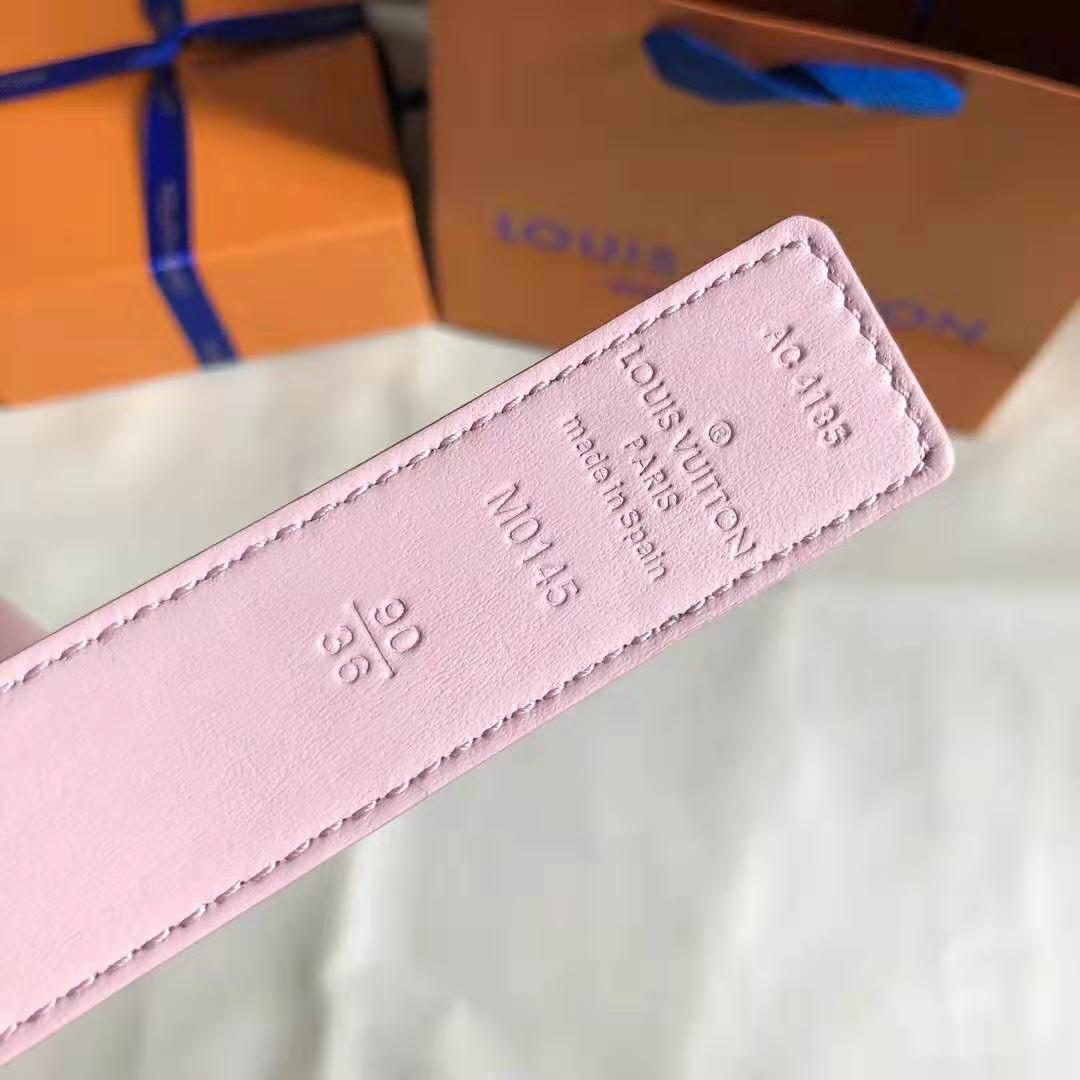 Louis Vuitton LV Unisex LV Initiales 30mm Reversible Belt in Damier Canvas-Pink