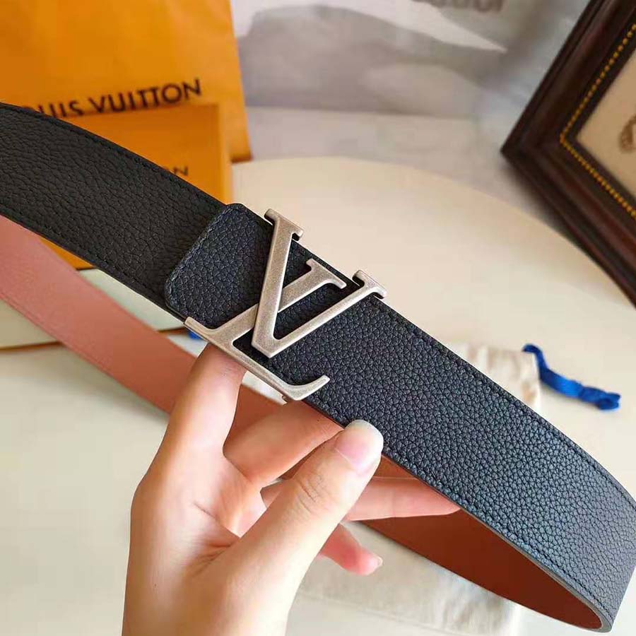 Louis Vuitton LV Unisex LV Pyramide 40mm Leather Belt-Black