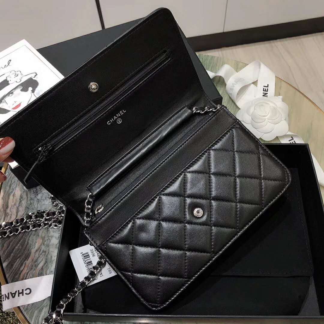 Chanel Women Classic Wallet On Chain Lambskin Leather-Black