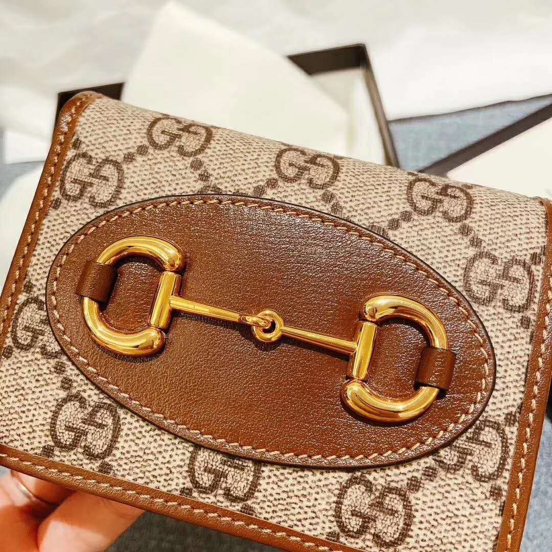 Gucci GG Unisex Gucci 1955 Horsebit Card Case Wallet Supreme Canvas