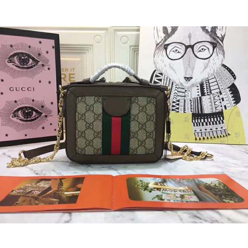 Gucci GG Women Ophidia GG Mini Shoulder Bag Beige/Ebony Supreme