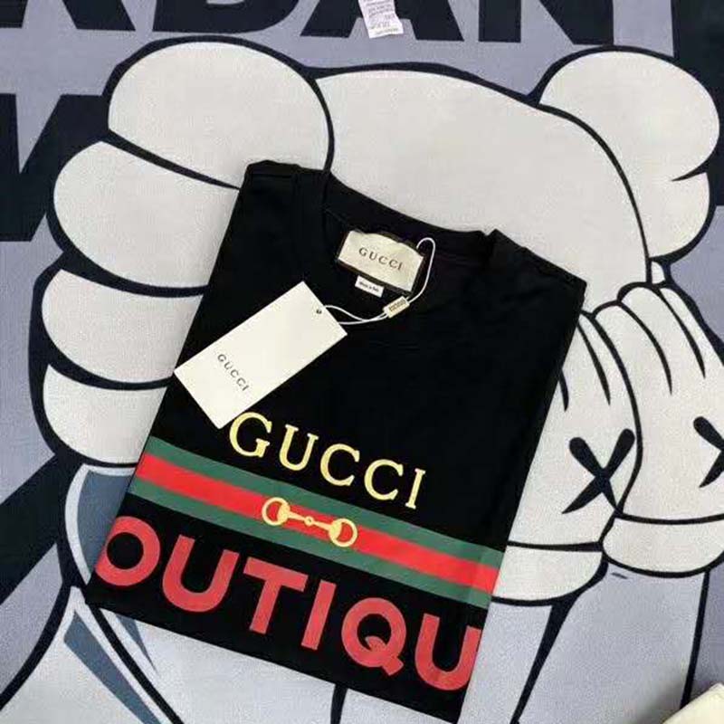 Gucci GG Men’s Gucci Boutique Print Oversize T-Shirt-Black