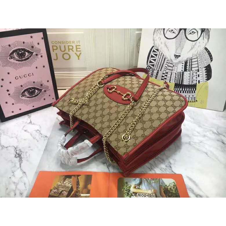 Gucci GG Unisex Gucci 1955 Horsebit Large Tote Bag-Red
