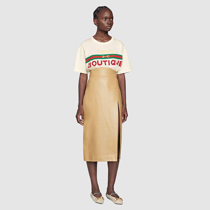 Gucci GG Women’s Gucci Boutique Print T-Shirt-White