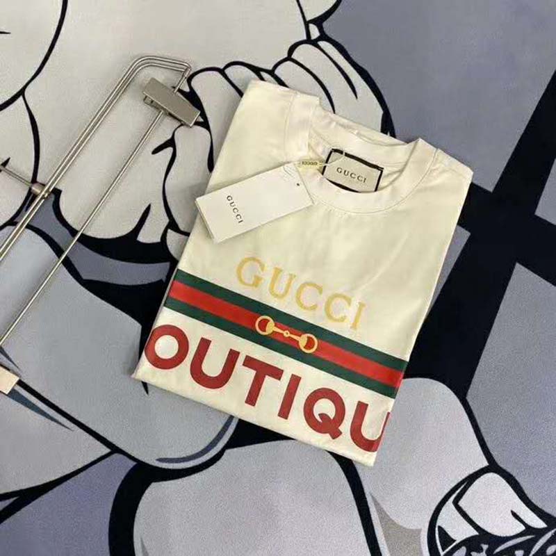 Gucci GG Women’s Gucci Boutique Print T-Shirt-White
