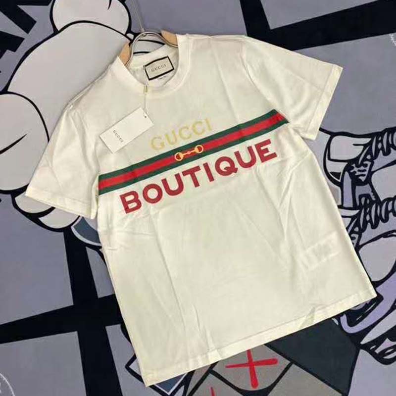 Gucci GG Women’s Gucci Boutique Print T-Shirt-White