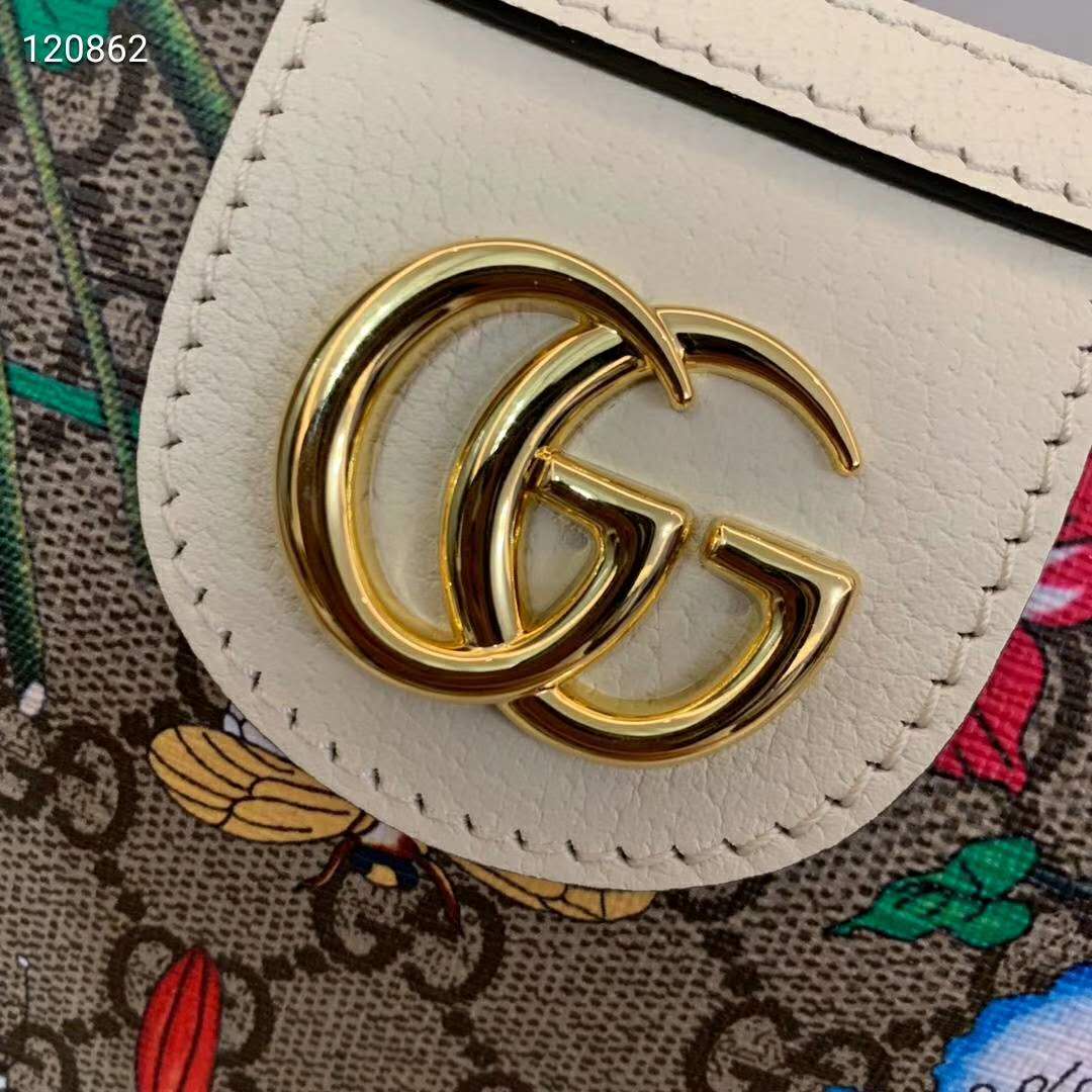 Gucci GG Women GG Flora Shoulder Bag Beige/Ebony Supreme Canvas